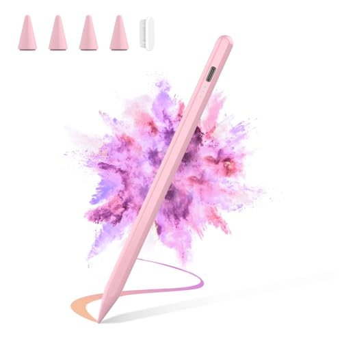 HZD Apple Pencil for iPad 2025-2018 Faster Charge Stylus Pen, Pink | with Tilt Sensitivity & Palm Rejection & Magnetic Compatible iPad 11/10/9/8/7/6, Pad Air 3/4/5, Pro 12.9"/11",Mini 6/5, M2/M4 - color: Pink