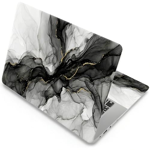 Universal Laptop Skin, DIY Cut-to-Fit Vinyl Cover Compatible with HP, Dell, Lenovo, Mac (13.3" to 15.6"), Anti-Scratch, No Residue & Bubble-Free Protective Decal Sticker, Black Gold Marble - color: Black Gold Marble
