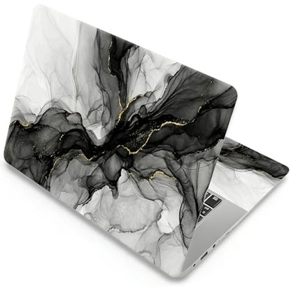 Universal Laptop Skin, DIY Cut-to-Fit Vinyl Cover Compatible with HP, Dell, Lenovo, Mac (13.3" to 15.6"), Anti-Scratch, No Residue & Bubble-Free Protective Decal Sticker, Black Gold Marble - color: Black Gold Marble
