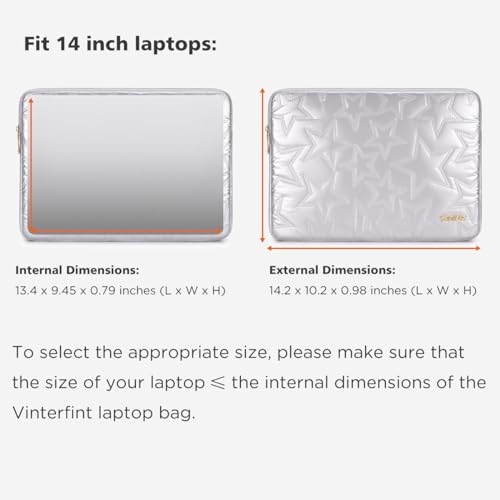 14-inch Sleeve Case for MacBook Pro M5 M4, Surface Laptop Studio 2, ThinkPad E14 Gen 6, IdeaPad 3i, 14.5" XPS 14, Inspiron 14, Yoga Pro 7 Gen 9, HP Laptop Bag Cover, Silver - color: Silver, size: 14 inch / Macbook 14