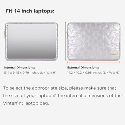 14-inch Sleeve Case for MacBook Pro M5 M4, Surface Laptop Studio 2, ThinkPad E14 Gen 6, IdeaPad 3i, 14.5" XPS 14, Inspiron 14, Yoga Pro 7 Gen 9, HP Laptop Bag Cover, Silver - color: Silver, size: 14 inch / Macbook 14