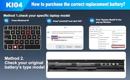 K104 KI04 800049-001 800010-421 Replacement Laptop Battery Compatible with HP Pavilion 17-G 15-AB 14-AB Series HSTNN-DB6T HSTNN-LB6S TPN-Q158 TPN-159 TPN-Q160 TPN-Q161 TPN-Q162 17-G122DS - size: 10.8 * 1.2 * 0.8 Inch KI04