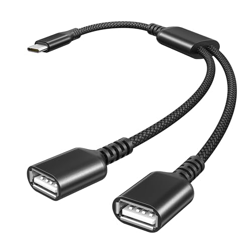 Basesailor USB C Male to Dual USB Female Cable Adapter 3.3FT,OTG Adapter | Thunderbolt 3 to Double Type A 2.0 Converter for MacBook Pro,iPad 2021 Air 5,Microsoft Surface Go,Galaxy S25,iPhone 17 16 Max - color: Black, size: 3.3FT(1M), style: 1 in 2 out