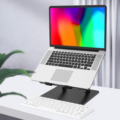 Adjustable Laptop Stand for Desk, Metal Foldable Laptop Riser Holder, Portable Desktop Book Stands, Ventilated Cooling Computer Notebook Stand Compatible with 10-15.6” Laptops - color: Classic Black