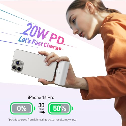 iWALK Portable Charger for iPhone 17/16/15 USB-C Small Power Bank 20W 4,500mAh Fast Charging Battery Pack Compatible with iPhone 15/16/16/17 Plus/17 Pro/17 Pro Max, Samsung Galaxy S25/S24/S23 Android - color: White