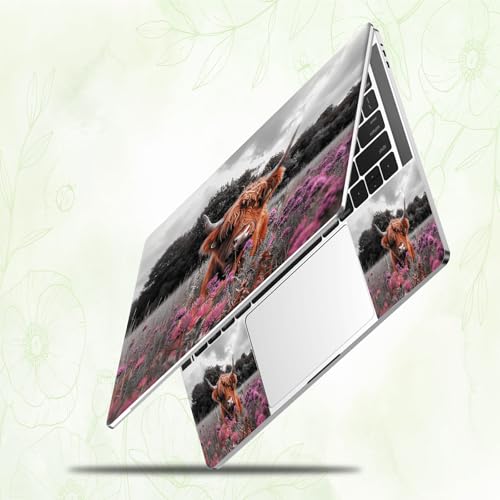 Laptop Skin Sticker Decal, Universal Reusable Vinyl Laptop Cover for 12" 13" 13.3" 14" 15" 15.4" 15.6" Notebook PC, Waterproof Scratch-Resistant with 2 Wrist Pads, Easy to Apply & Remove,Highland Cows - color: Highland Cows