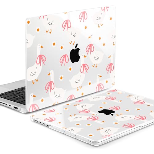 MEEgoodo Compatible with MacBook Pro 14 inch Case (M5/M4/M3/M2/M1) Pro/Max 2026 2025 2024 2023 2021, Case Fit Model A3427/A3426/A3434/A3112/A3401/A3185/A2918/A2992/A2779/A2442, Goose Farm & Bows - color: Goose Farm & Bows