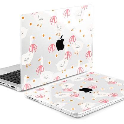 MEEgoodo Compatible with MacBook Pro 14 inch Case (M5/M4/M3/M2/M1) Pro/Max 2026 2025 2024 2023 2021, Case Fit Model A3427/A3426/A3434/A3112/A3401/A3185/A2918/A2992/A2779/A2442, Goose Farm & Bows - color: Goose Farm & Bows