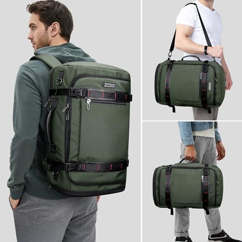 WITZMAN Travel Backpack for Men 35L TSA Friendly Flight Approved | Nylon Laptop Backpack Multi-pocket Fits 16 Inch, Carry-on Luggage, Shoe Compartment, For Business Trip, Vacation, B718 Green - color: Army Green