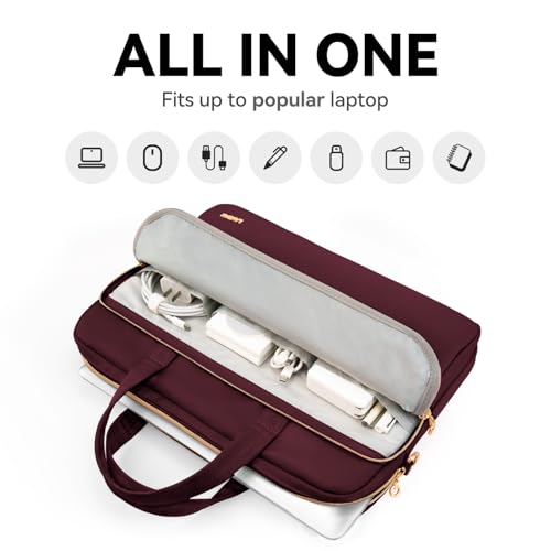 Laptop Case Bag Women Men Computer Sleeve Compatible with MacBook/Dell/HP/Acer/ASUS, Waterproof Shoulder Carrying Briefcase, Red, 15.6-16 Inch - color: Wine Red, size: 15.6 inch