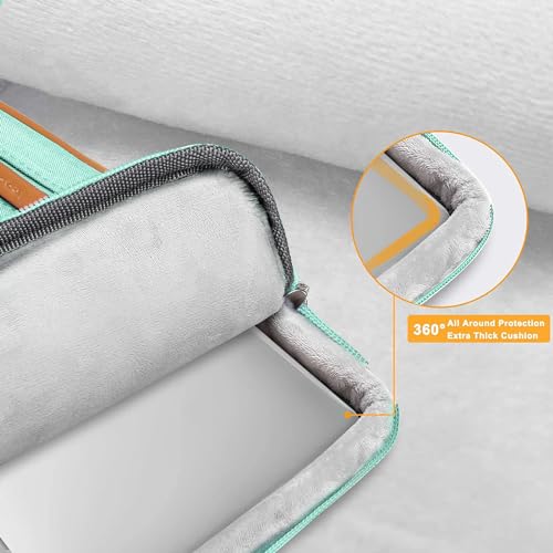 MOSISO 360 Protective Laptop Shoulder Bag, 14 inch Computer Bags | Compatible with HP Lenovo Dell ASUS Acer, HP, Dell, Lenovo,Side Open Messenger Bag with 4 Zipper Pockets&Handle, Aqua Green - color: Aqua Green, size: 14 inch