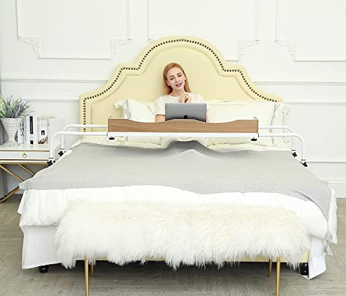 UNICOO Adjustable Overbed Table, Over the Bed Table with Wheels, Medical Overbed Table with Wheels Adjustable Height, Rolling Desk for Full/Queen/King Bed, Sturdy Wood & Steel Frame (202-Ancent Oak) - color: Ancent Oak