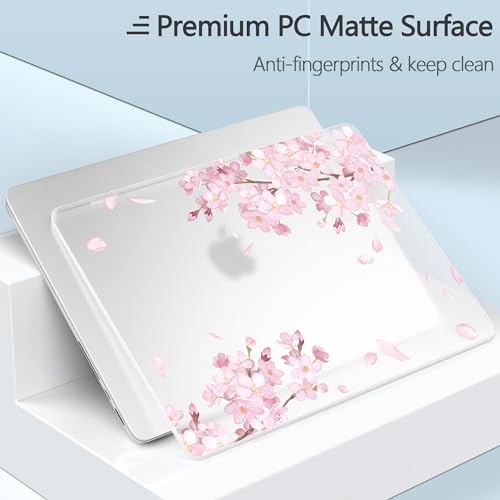 Designed for M5/M4/M3/M2 MacBook Pro 14 inch Case 2025 2024 2023 2021 Model, Ultra-Thin Hard Shell Case with Keyboard Cover & USB Adapter & Webcam Cover, Cherry Blossoms - color: Fluttering Cherry Blossoms