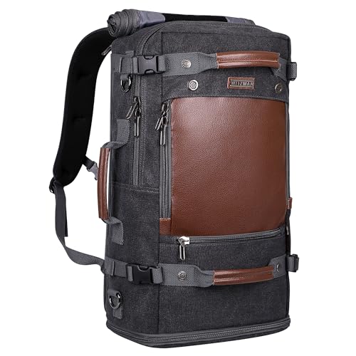 WITZMAN Travel Backpack for Men Large Convertible Duffel Bag Fits 16 Inch | Carry on Luggage Backpack, Large Canvas 3 in 1 Rucksack, With Shoe Compartment, For Weekend Trips, A2021 Big Size Black - color: 22.5 Inch Black