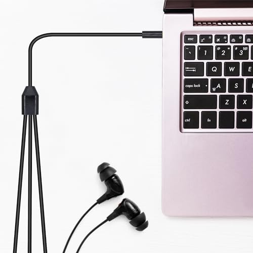 3.5mm Headphone Splitter 1 to 3-Ways 3.5mm (1/8") TRRS 4-Pole Gold Plated Male to 3-Female Stereo Jack Splitter Audio Cable for Headphone and Microphones(50cm/20in)