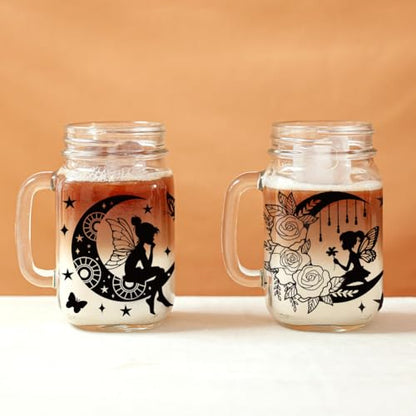 UV DTF Cup Wraps Transfer Stickers Black Fairy Pattern, 10 Sheets Waterproof Custom Vinyl Transfer Sticker 16oz Coffee Glass Cup Tumbler Bottle Mug Decals for Men Women | Waterproof UV DTF Stickers, Custom Vinyl Decals for 16oz Coffee Cups Tumblers Bottle