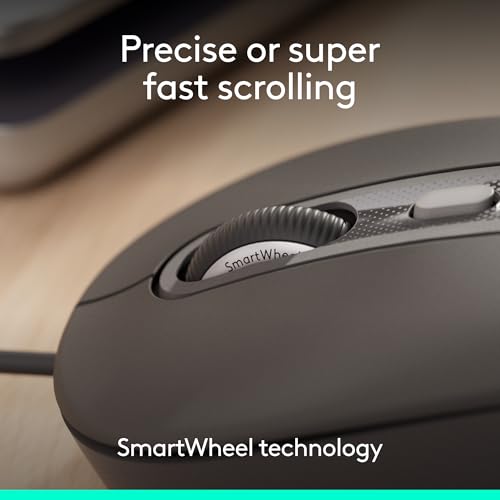 Logitech Signature Wired M520 L Optical Mouse for Business - Graphite | For Business, Optical, Plug-and-Play, Windows, Mac, Chrome, PC, Laptops