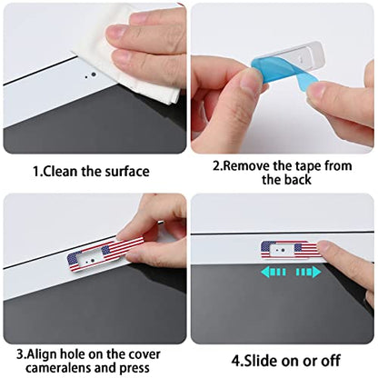 Webcam cover, 3 pieces, laptop camera cover, privacy shielding capacity is twice as big as the traditional, suitable for computer mobile phones, laptops, tablets and so on (American flag) - color: American flag