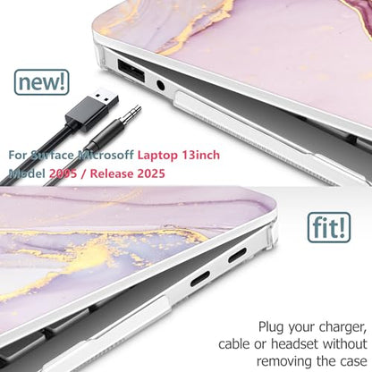 Mektron Printed Case for 2025 Microsoft Surface Laptop Windows 11 Copilot+ PC Surface Laptop 13 inch Touchscreen Display Cover Fits Model 2095, Pink Marble - color: Pink Marble