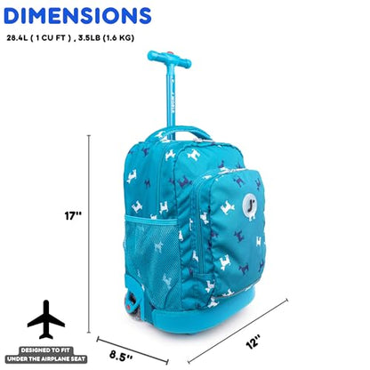 J World Sunny Rolling Backpack for Kids. Roller Bag With Wheels, Puppy - color: Blue
