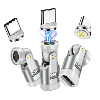 A.S 240W USB C Magnetic Adapter (3Pack), Gen3 USB C 90 Degree Adapter/C Right Angle Adapter/180 Degree USBC Adapters/USBC to USBC Adapters for Phone 16/15, Ma-Book Pro/Pad Series, Samsung (White) - color: White