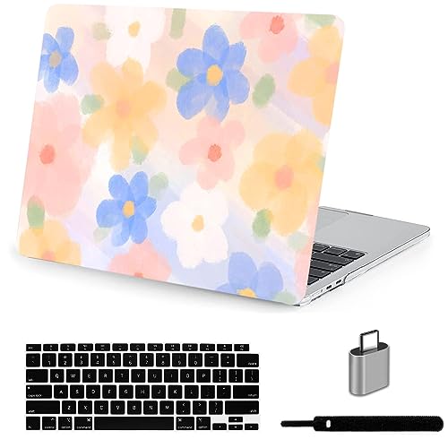 LanBaiLan Compatible with MacBook Air 13 inch Case M5 2026 M4 2025 M3 M2 2024-2022 A3449 A3240 A3113 A2681, 13.6 Plastic Hard Shell Case & Keyboard Cover, Watercolor Flower - color: Watercolor Flower
