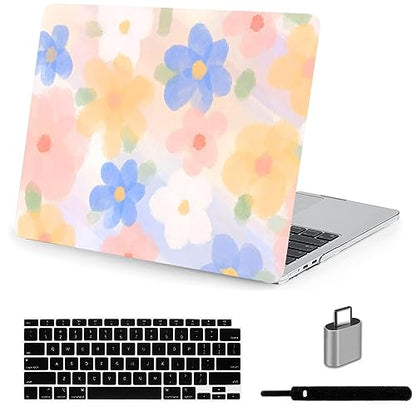 LanBaiLan Compatible with MacBook Air 13 inch Case M5 2026 M4 2025 M3 M2 2024-2022 A3449 A3240 A3113 A2681, 13.6 Plastic Hard Shell Case & Keyboard Cover, Watercolor Flower - color: Watercolor Flower