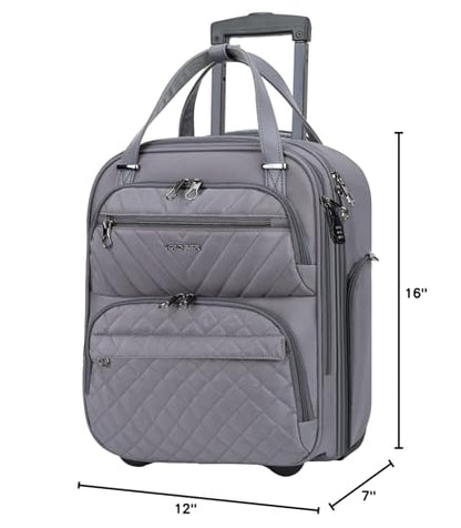 KROSER Carry On Underseat Multi-functional, 16-inch Underseater Lightweight Overnight Suitcase for Men Women, Grey - color: Dark Grey