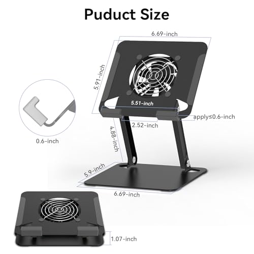 Cooler for iPad,Surface Pro Tablet Stand Holder with Quiet Cooling Fan for Microsoft Surface & iPad Pro/Air/Mini,Samsung Galaxy,7''- 15'' Tablets - color: Black