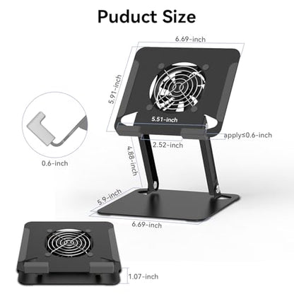 Cooler for iPad,Surface Pro Tablet Stand Holder with Quiet Cooling Fan for Microsoft Surface & iPad Pro/Air/Mini,Samsung Galaxy,7''- 15'' Tablets - color: Black
