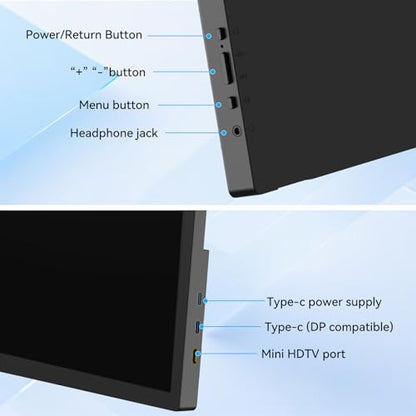 17.3 Inch Portable Monitor, HD+ 1600×900 Resolution, 16:9 Widescreen IPS Display, Ultra-Slim External Second Monitor for Laptop, Phone, PS5, Xbox, Switch, PC (17.3") - size: 17.3"