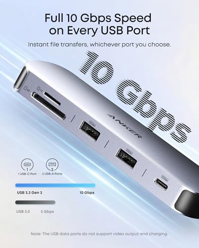 Anker Nano Laptop Docking Station Dual Monitor,8-in-1 USB C Hub for Windows | Dual 4K@60Hz HDMI Dock, 10Gbps USBC & USBA Data Ports, 85W PD, SD/TF Card Reader, for Dell, Lenovo, HP (Charger Not Included)