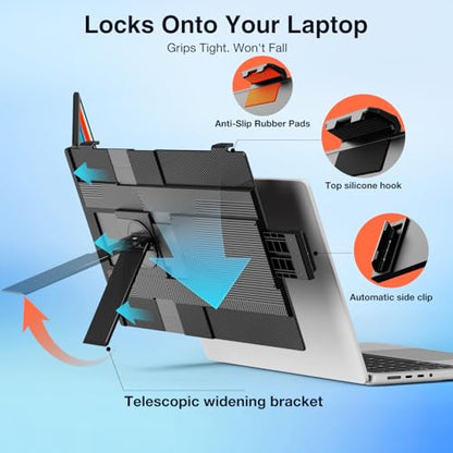FLYTOCCA Laptop Screen Extender, 15.6" 1080P FHD IPS Display, Detachable Second Monitor Supports Vertical Mount, Plug & Play, Laptop Monitor Extender for 13"-17.3" Laptops, Windows, Mac, Chrome - size: 15.6" screen