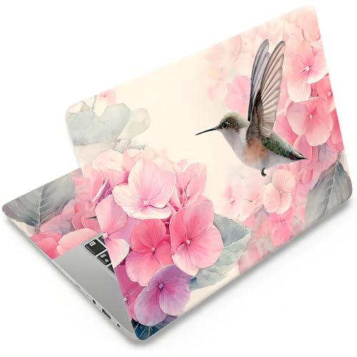 Laptop Skin 12.1-15.6 inch Removable Universal Reusable Laptop Sticker Decal,Waterproof No Residue Vinyl Cover,Scratch-Resistant Cuttable Full Wrap Sticker for Notebook, Pink Flower Hummingbird - color: Pink Flower Hummingbird