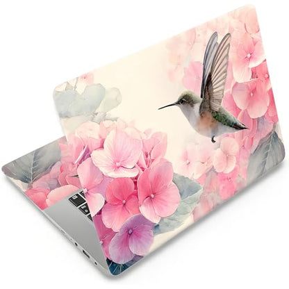 Laptop Skin 12.1-15.6 inch Removable Universal Reusable Laptop Sticker Decal,Waterproof No Residue Vinyl Cover,Scratch-Resistant Cuttable Full Wrap Sticker for Notebook, Pink Flower Hummingbird - color: Pink Flower Hummingbird