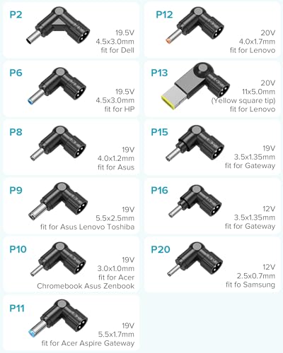 Powseed Universal Laptop Charger 45W for HP Dell Acer Asus Samsung Sony Toshiba Fujitsu Gateway Delta NEC Liteon Notebook Chromebook 18.5V 19V 19.5V 20V 2.25A 2.37A Computer Power Cord AC Adapter