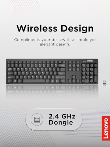 Lenovo 100 Wireless Compact Keyboard Cordless Keyboard for PC & Laptop with Windows Silent Keys Full-Size Layout with Numeric Keypad Plug & Play USB Receiver Portable, Black - style: 100 Keyboard