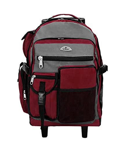 Everest 5045 Deluxe Wheeled Backpack, Burgundy, One Size - color: Burgundy
