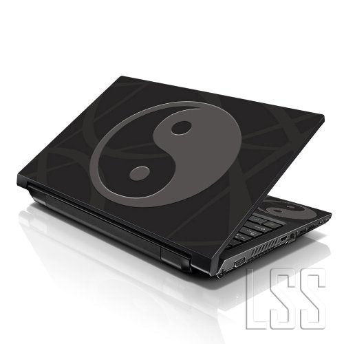LSS 15 15.6 Inches Laptop Notebook Skin Sticker with 2 Wrist Pads - Reusable Cover Protector Vinyl Sticker Cover Decal Fits 13" - 16" HP Asus Acer Samsung - Ying Yang Pattern - color: Black Ying Yang, size: 13" - 16"