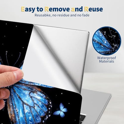 Universal Laptop Skin for 13-16 Inch Laptops,Vinyl Protective Sticker Decal,Easy DIY Trim-to-Fit for HP/Dell/MacBook,Bubble-Free & Removable,Blue Butterfly - color: Blue Butterfly