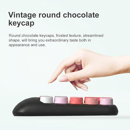 Lomiluskr Cute Wireless Number Keypad with 2.4G USB Receiver, 18 Colorful Round Keys Numpad, Portable Financial Accounting Numeric Keyboard, Suitable for PC, Laptop (Black) - color: Black