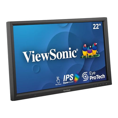 ViewSonic TD2223 22 Inch 1080p Touch Screen Monitor, 10-Point Multi IR Touch for Retail POS and Kiosks, Durable 7H Scratch-Resistant Glass, Eye Care Technology, HDMI, VGA, DVI, and USB Hub Inputs - style: 22-Inch