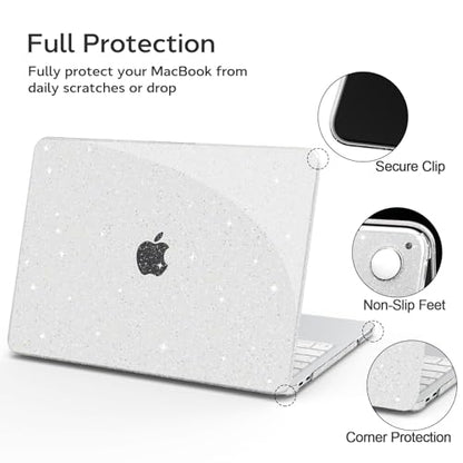 B BELK Glitter Case for MacBook Neo 13 inch 2026 Release Model A3404 | Clear Sparkly Scratch Resistant Protective Hard Shell for Mac Neo Case with Keyboard Cover & Screen Protector, Bling Clear - color: Glitter Clear