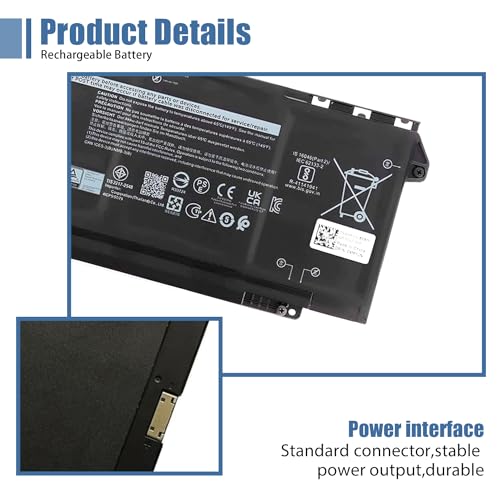 7FMXV 63Wh Laptop Battery Replacement for Dell Latitude 7320 5320 7420 7520 Series TN2GY 9JM71 727CG CN-0727CG 15.2V 3941mAh - size: 10.44*3.68*0.25 inch 7FMXV