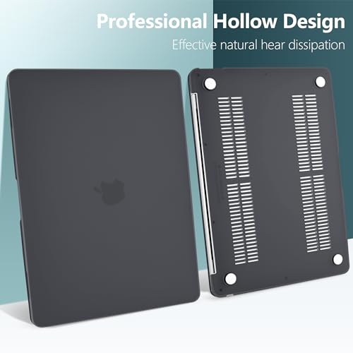 DONGKE Compatible with MacBook Air 13 inch Case 2021 2020 2019 2018 Release Model: M1 A2337 A2179 A1932, Matte Hard Case Cover for MacBook Air 13 inch with Retina Display Fits Touch ID - Black - color: Black
