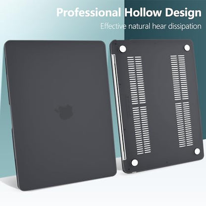 DONGKE Compatible with MacBook Air 13 inch Case 2021 2020 2019 2018 Release Model: M1 A2337 A2179 A1932, Matte Hard Case Cover for MacBook Air 13 inch with Retina Display Fits Touch ID - Black - color: Black