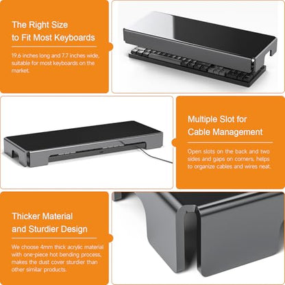 BEEGO Mechanical Computer Keyboard Cover - Black Acrylic Keyboard Cover Keyboard Dust Cover Mechanical Keyboard Cover Full Size Keyboard Protector - color: Black, size: 1 PCS
