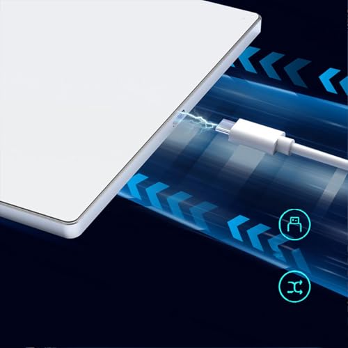 Pomya Wired Trackpad, Large 5.4 Inch High Precision Touchpad Mouse for Wins and macOS with Multi Gesture Control Tempered GlassSurface and Dual USB C Cables, for PC Laptop (White) - color: White
