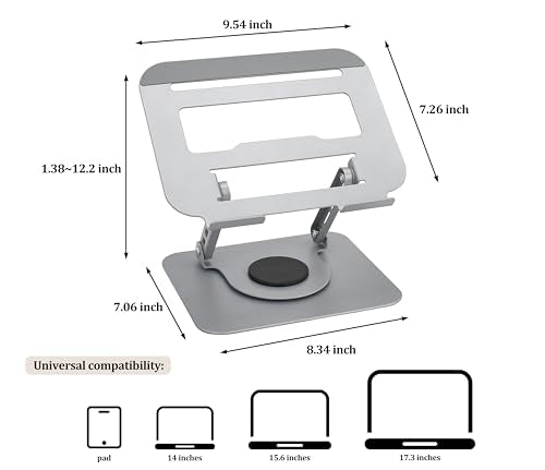 Laptop Stand Ergonomic Design, Adjustable Angel and Height, Foldable fits for laptops, notebooks up to 17.3 Inch (Silver) - color: Silver