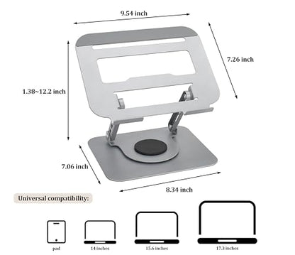 Laptop Stand Ergonomic Design, Adjustable Angel and Height, Foldable fits for laptops, notebooks up to 17.3 Inch (Silver) - color: Silver